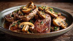 Συκώτι με μανιτάρια και δεντρολίβανο